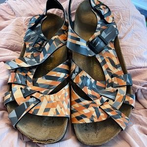 Vintage Papillio by Birkenstock Orange and Black Sandals (41)